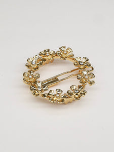 Barrette ronde fleurs - Little Olivia dorée (3,5 cm)