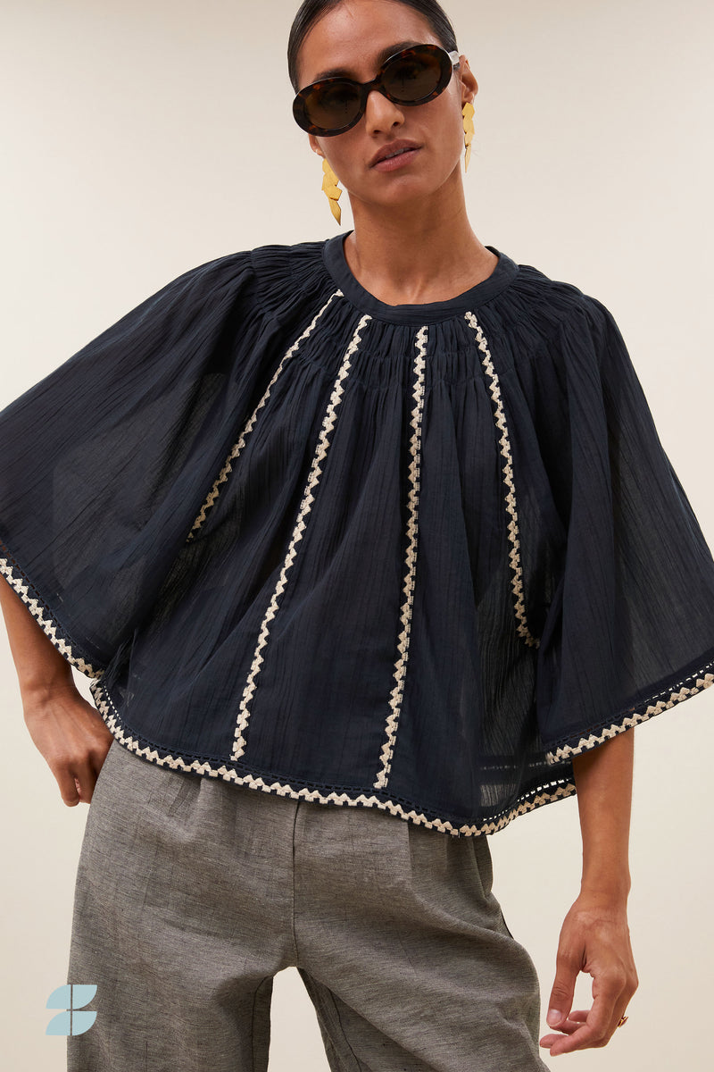Blouse Emmi Embroidery - Charcoal