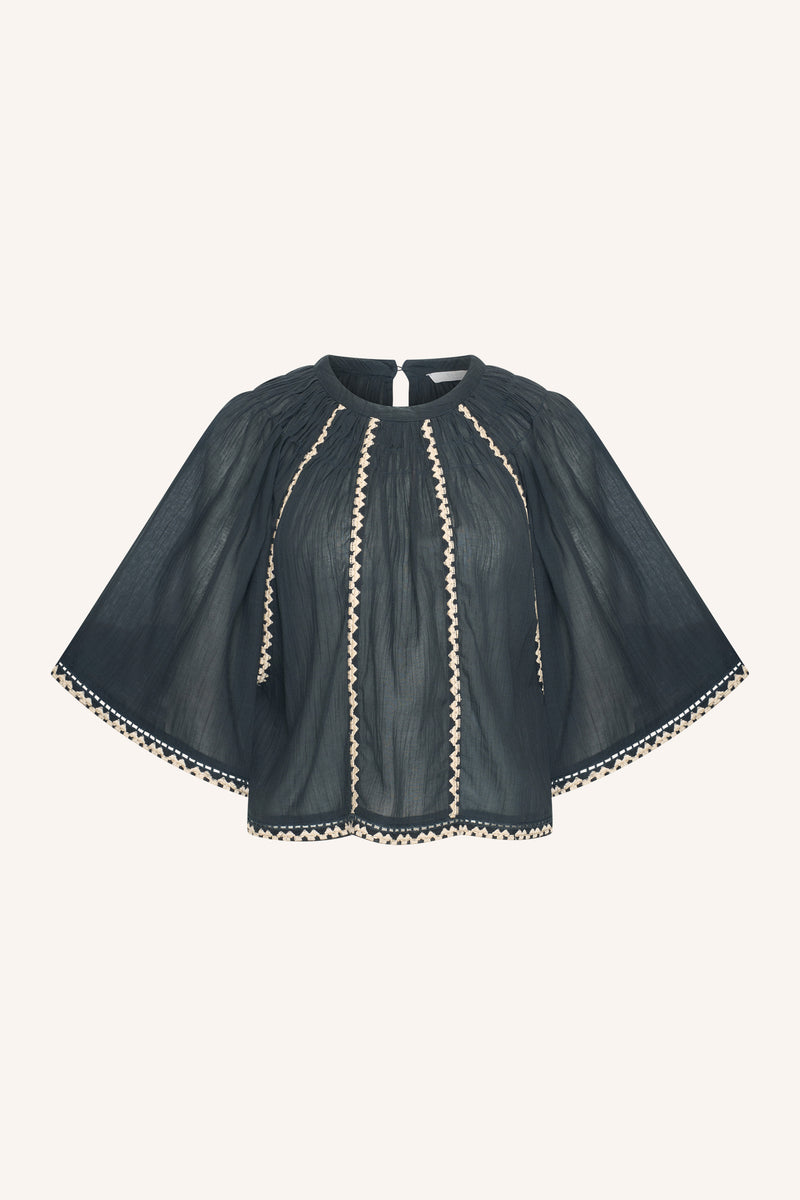 Blouse Emmi Embroidery - Charcoal