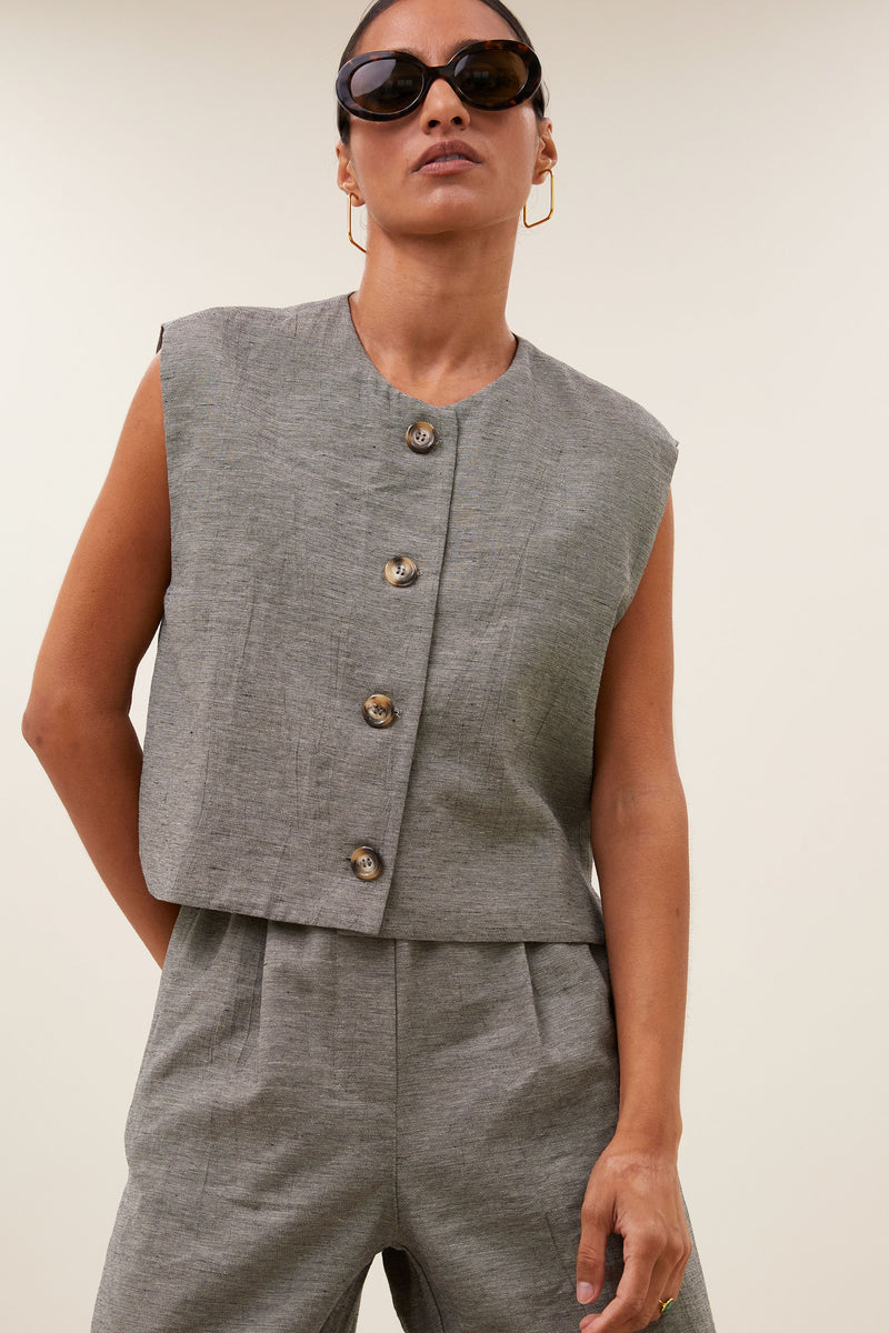 Gilet Nori Melange - Charcoal Melee