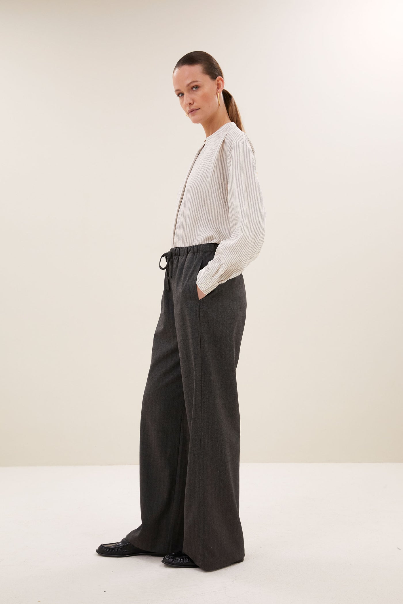 Pantalon Pelle I Black Herringbone