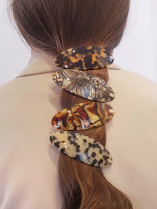 Barrette acétate ovale 10 cm - Ecaille foncée