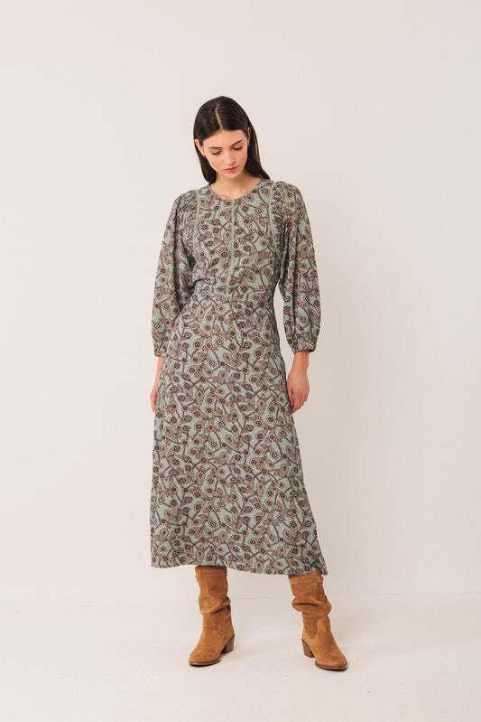Robe en crêpe de coton - couleur Eau - vue 1
