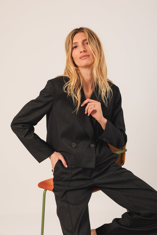 VESTE CROP À REVERS