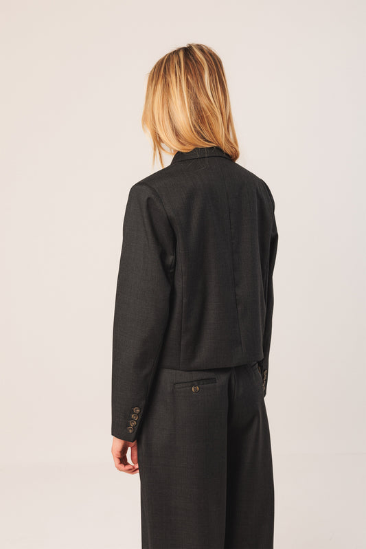 VESTE CROP À REVERS